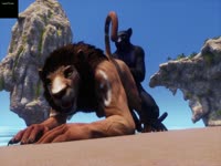 Black beast slams hentai lion from behind in this beastiality porn